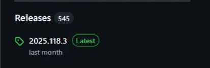 Sección de releases de osu! en GitHub